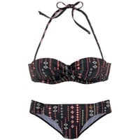 Buffalo Bügel-Bandeau-Bikini Damen schwarz-bedruckt Gr.34 Cup C