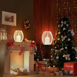 luxuskollektion Kerzenständer 2er Set Metall Weiss für Stumpenkerzen