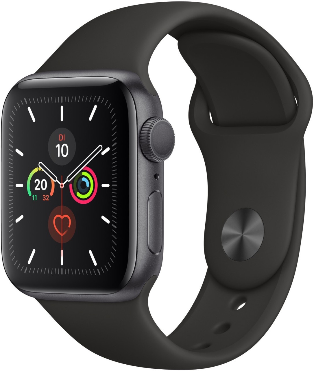 Apple Watch Series 5 44mm Space Grau / schwarz Sportarmband GPS exzellenter Z...