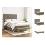 vidaXL Boxspringbett mit Matratze Taupe 140x200 cm Stoff