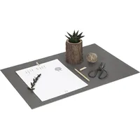 BIGSO ANNIE Schreibtischunterlage – elegante Tischauflage aus Faserplatte und Papier in Leinenoptik – schützendes Mauspad für die Schreibtischoberfläche – grau