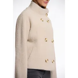 RINO & PELLE "BETH", Damen, Gr. L (40), grau (stone), Bouclé, Obermaterial: 59% Polyamid, 26% Polyester, 15% Viskose, unifarben, regular fit taillenbedeckt, Jacken Kurzjacke, mit Stehkragen