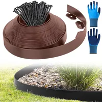 Flexible Rasenkante Kunststoff, mit 100 Erdanker, Beetumrandung Kunststoff, Länge 20m Höhe 5cm (20M*5CM, Braun)