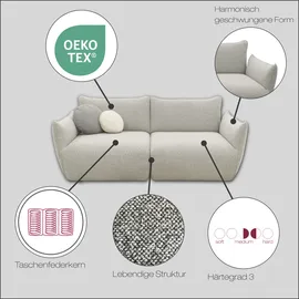 DOMO collection Big-Sofa DOMO COLLECTION "Bristol in 2 Breiten, Taschenfederkern für hohen Sitzkomfort", blau (hellblau), B:194cm H:79cm T:102cm, 100% Polyester, Sofas, Big-Sofa, Breite 194cm. Pflegeleichter Strukturstoff