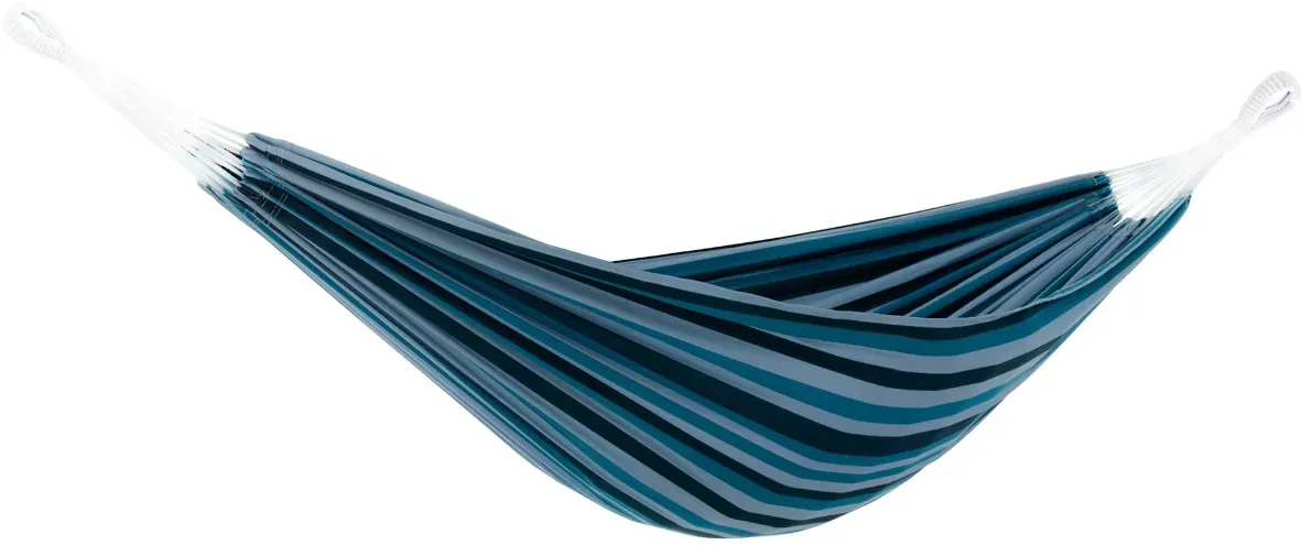 Doppelte Kinder-Hängematte 366x160 cm Baumwolle blau – VIVERE – Belastbar bis 204 kg, für 2 Kinder, ab 3 Jahren, pflegeleicht