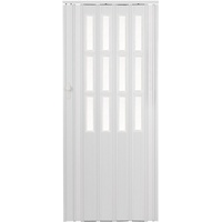Standom Falttür Schiebetür Tür weiß mit Fenster Schloss H. 203 cm Türbreite bis 115 cm (1 Packung, 1-St., 1 Set), teils vormontiert weiß