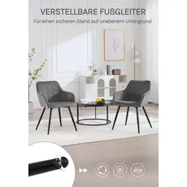 Woltu Esszimmerstuhl Samt dunkelgrau 4er Set