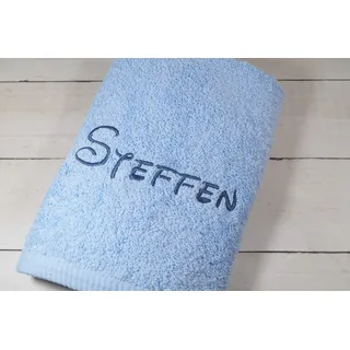 Handtuch mit Namen Bestickt Duschtuch Geschenk Badetuch 500 g/m2 (Hellblau, 30 x 50 cm)