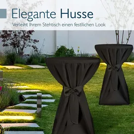Beautissu Stehtischhusse Premium Schwarz 80 x 145 cm