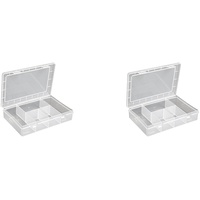 hünersdorff Sortimentskasten PP-Eco Mini mit 5 Fächern | stabile Sortierbox für Schrauben und andere Kleinteile | feste Facheinteilung | transparent (Packung mit 2)