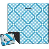 ONCCI Picknickdecke wasserdichte XXL Strandmatte Sandfrei Outdoor Picknickdecke Campingdecke Faltbare Waschbar für Picknick, Strand, Camping 200 * 200cm (Gitter-Blau)