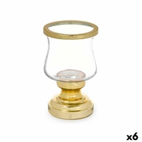 Gift Decor Windlicht Kerzenschale Glas Gold Stahl 12 x 19,5 x 12 cm 6 Stück goldfarben