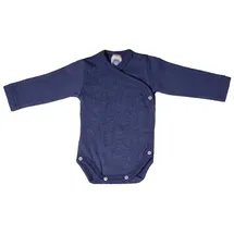 cosilana Langarm Baby-Wickelbody aus Bio Wolle und 30% Seide Uni Marine 62/68