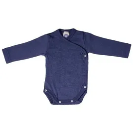 cosilana Langarm Baby-Wickelbody aus Bio Wolle und 30% Seide Uni Marine 62/68
