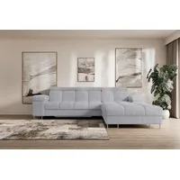 altdecor Ecksofa Cord mit Schlaffunktion 2-Sitzer Grau