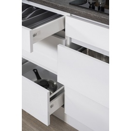 Respekta Küchenzeile Premium Grifflos 270 cm schwarz hochglanz/weiß