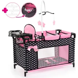 Bayer Design Puppenbett Multi, Schwarz/Rosa