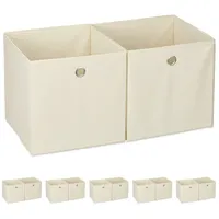 Relaxdays 12 x Aufbewahrungsbox Stoff, quadratisch, Aufbewahrung für Regal,