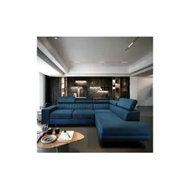 masseno Eckcouch Velours 3-Sitzer Blau