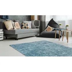 Teppich KAYOOM "Etna 110", blau (petrol), B:80cm H:10mm L:150cm, Polyester, Teppiche, Maschinell getufteter Teppich, hervorragende Qualität, aktuelle Farben