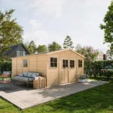 TIMBELA Gartenhaus 4,93 x 4,93 m Beige
