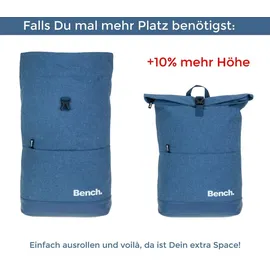 Sieber Kurierrucksack Herren Damen Freizeitrucksack Bench Roll-Top Classic Rucksack Laptoprucksack 64180 5400 Denim Blue Mittel Blau + Trinkflasche Bagboom® - Blau