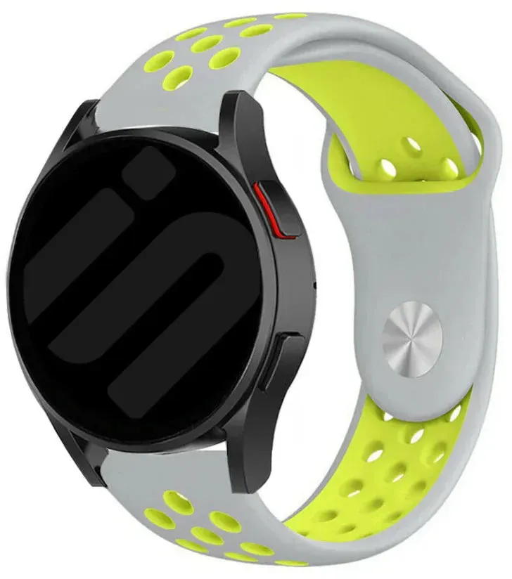 Strap-it Coros Pace 3 Armband Silikon 'Sport' für Coros Pace 3 - Grau/Gelb - Druckknopf Verschluss