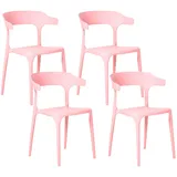 Indoor und Outdoor Stuhl 4er Set Kunststoff rosa stapelbar Skandi modern Gubbio
