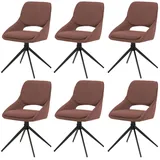 Mendler 6er-Set Esszimmerstuhl HWC-N73, Küchenstuhl, drehbar Auto-Return, Stoff/Textil Boucle (540g/m2) Öko-Tex ~ braun