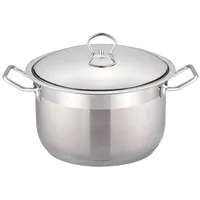Cheffinger Edelstahl Kochtopf InduktionTopf Pfanne Deckel Suppentopf Silber 32