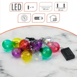 Spetebo Lichterkette Kunststoff 180 cm 10 LED Glühbirnen schwarz