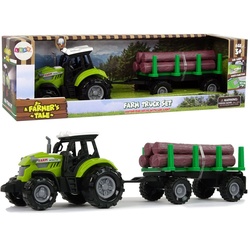LEAN Toys Spielzeug-Traktor Traktor Anhänger Spielzeug Spielware Landwirtschaftsfahrzeug Fahrzeug grün