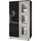 Vladon Standvitrine Denjo 71 x 129 x 35 cm Braun/Schwarz