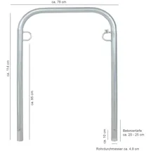 Baumarktplus Fahrradständer 2er Set Typ U 114 x 78 cm Ø 49 mm grau