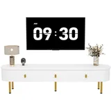 Okwish TV-Lowboard 174x41x35 cm Weiß/Gold MDF