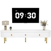 Okwish TV-Lowboard 174x41x35 cm Weiß/Gold MDF