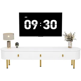 Okwish TV-Lowboard 174x41x35 cm Weiß/Gold MDF