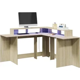 vidaXL LED-Schreibtisch Sonoma-Eiche 152x152x91 cm Holzwerkstoff