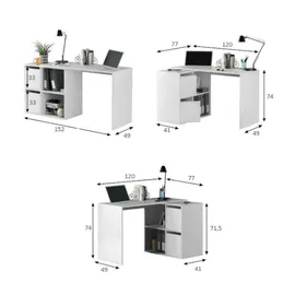 Dmora Eckschreibtisch Divkovi Weiß