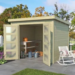 Gartenhaus LASITA MAJA "Zambezi 4", beige (naturbelassen), ohne Fußboden, ohne Dacheindeckung, Holzwerkstoff, Gartenhäuser
