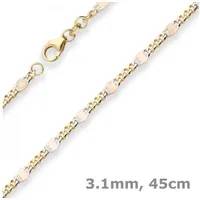 Schmuck Krone Goldkette 3,1mm Panzerstegkette aus 333 Gelbgold 45cm, Gold 333