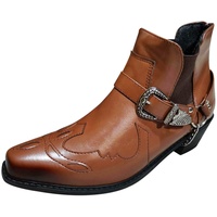 Western-Stiefeletten für Herren, Kubanischer Absatz, Kettenschnalle, Knöchel, Cowboy, schwarze Stiefel, Schnallenriemen, Retro-Leder, quadratische Zehenpartie, Cowboy, kurze Stiefel, Cowboy, - 45 EU