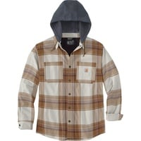 CARHARTT Rugged Flex Flannel Sherpa-Lined Shirt Jacket 105938 - Hellbraun/Beige/Schwarz - L