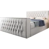 luxusbetten24 Boxspringbett Vulnero mit TV Lift und Stauraum (2 Schubladen) H3 (70-100kg)