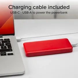 SBS Ttbb10000fastr Powerbank fast charge mit 10000 mAh und 2 USB Red