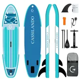 CASSILANDO Stand Up Paddle Board, 335cm SUP Aufblasbar Standup PaddlingBoard mit Zubehör & Tragetasche, Yoga Board, Anfängergeeignet, Erwachsene & Jugendliche zum Surfen, Angeln, Yoga, Blaue Wellen