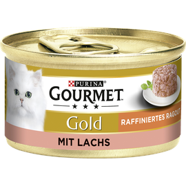 Purina 24 x 85g Raffiniertes Ragout Lachs Gourmet Gold Katzenfutter nass