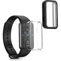 kwmobile 2x Schutzhülle kompatibel mit Honor Band 9 Hülle - Fullbody Cover Set aus Silikon - Transparent Schwarz