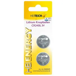 Heitech Lithium Knopfzellen, 2-er Pack, CR2450 3 V
