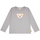 Steiff Kinder Langarm-Shirt - Basic, Teddy-Applikation, Quietscher, Cotton Stretch Grau 92